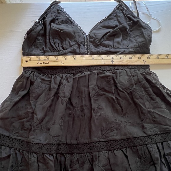 LULUS NWT Black Lace Overlay Romantic Boho Retro Cottagecore Prairie Dress SMALL - Picture 10 of 13